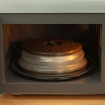 Vented Collapsible Microwave Splatter Cover for Food,Kitchen dish bowl Plate lid Can be Hung,Dishwasher-Safe,Fruit Drainer Basket,BPA-Free Silicone & Plastic,gray