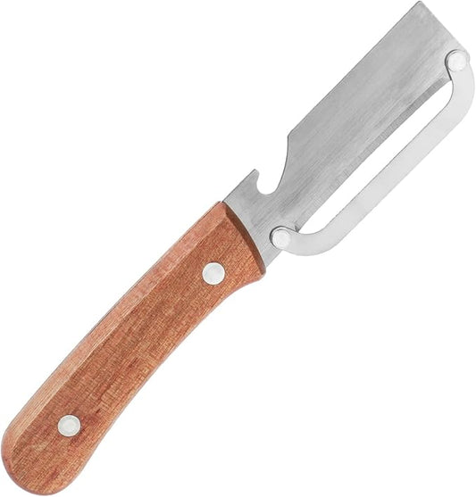 Multi-Functional Vegetable Peeler with Wooden Handle, Stainless Steel Thick & Thin Skin Fruit Peeler with Bottle Opener, Not for Left-Handed Users, Practical Kitchen Tool for Apple Potato by Unknown