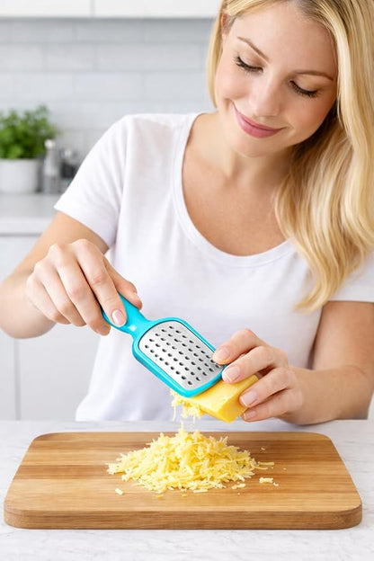 2 Pcs. Stainless Steel Mini Grater Cheese Garlic Nutmeg Chocolate 5" BPA Free (Blue)