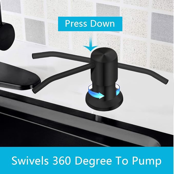 Soap Dispenser for Kitchen Sink, Countertop Soap Dispenser Pump, 47" Silicone Extension Tube Connect to The Soap Bottle Directly, Say Goodbye to Frequent Refills (Black) - Image 2
