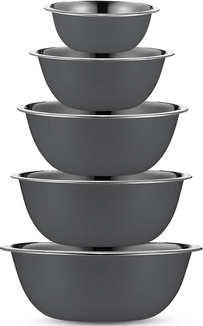 WHYSKO Meal Prep Stainless Steel Mixing Bowls Set, Home, Refrigerator, and Kitchen Food Storage Organizers | Ecofriendly, Reusable, Heavy Duty (Gray) - Image 2