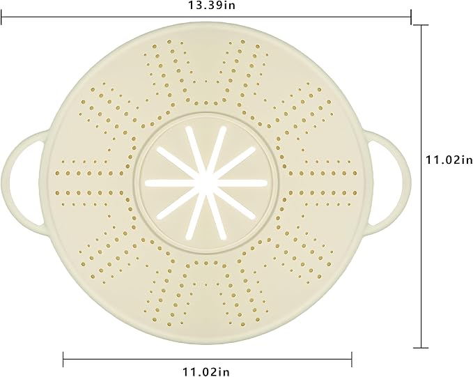 Silicone Splatter Screen for Frying Pans, Oil Splash Guard Cover with Strainer Holes & Heat Resistant Mat, Fits Most Stovetop Pans Non-Fold Lid - Image 2