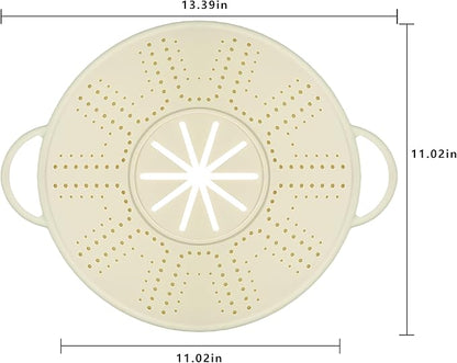 Silicone Splatter Screen for Frying Pans, Oil Splash Guard Cover with Strainer Holes & Heat Resistant Mat, Fits Most Stovetop Pans Non-Fold Lid - Image 2