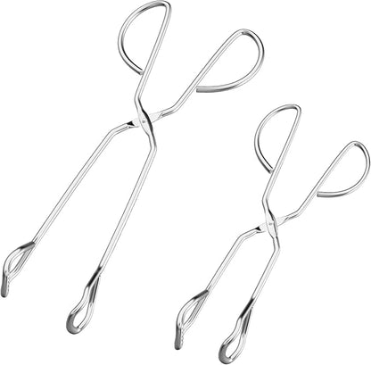 HINMAY Stainless Steel Kitchen Scissor Tongs Set, 2-Piece (10/13 Inch) for Cooking, Grilling, Serving, and Barbecue