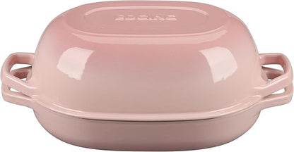 EDGING CASTING Enameled Cast Iron Oval Dutch Oven Pot with Lid, Dutch Oven for Sourdough Bread Baking, Bread Oven, Bread Dutch Oven, Oval Bread Pan, 7qt, Pink