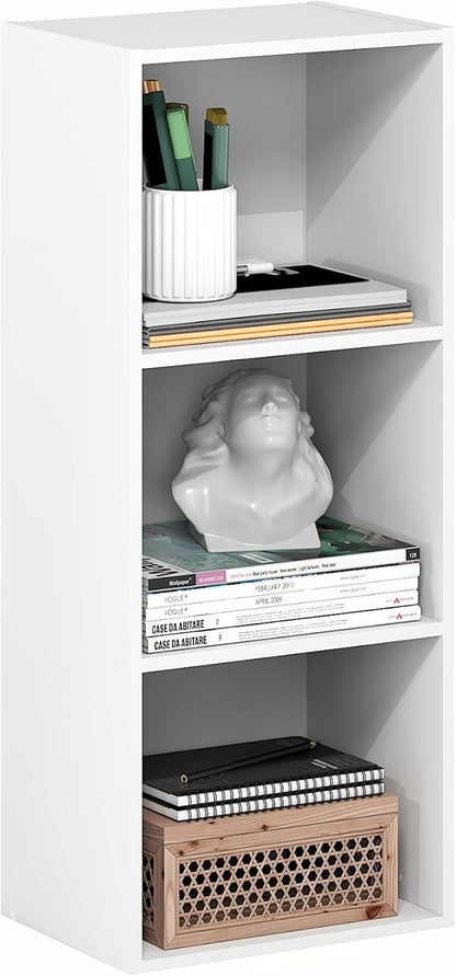 Furinno LUDER Book Shelf, 3-Cube Bookshelf, Bookcase with Open Shelves, 9.3 x 12 x 31.5, Easy Assembly, for Living Room, Bedroom, Home Office, White - Image 6