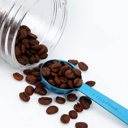 Measuring Spoons, SUS304 Stainless Steel Measuring Cups Set of 7 Piece： 1Tbsp&1/2Tbsp,1tsp,3/4tsp,1/2tsp,1/4tsp,1/8tsp Teaspoon Coffee Scoop Tablespoon for Dry and Liquid Ingredients, Blue - Image 5