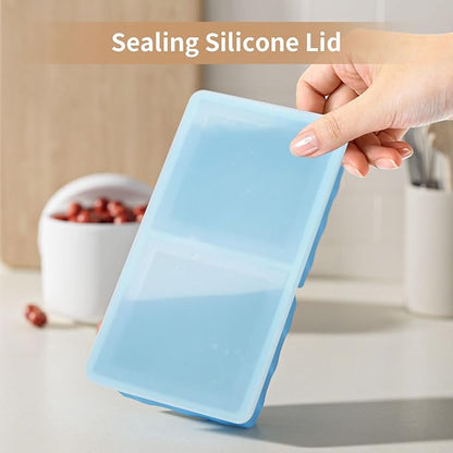 Silicone Freezer Tray for Soup Ice Cubes: 2-Cup Freezing Tray with Lid for Meal Prep - 2Pack Silicon Soup Portion Freeze Trays Make Stock Souped Ice Cube - Image 5