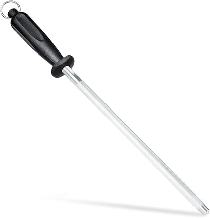 Knife Sharpener Rod, Kitchen Knives Sharpener Carbon Steel Professional Knife Sharpening Steel, Honing Rod with Hanging Holes (13 inches) by FANERFUN