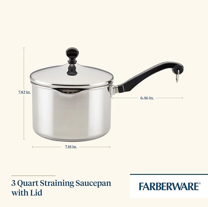 Farberware Classic Stainless Steel 3-Quart Covered Straining Saucepan - - Silver - Image 2