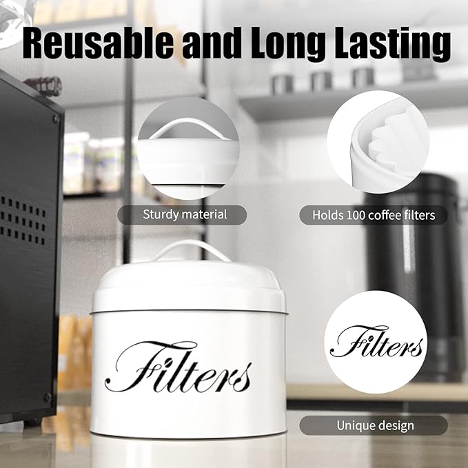 Coffee Filter Holder, Basket Storage Container for Counter, Black Small Bar Accessories for Coffee Bar Station(White) - Image 4