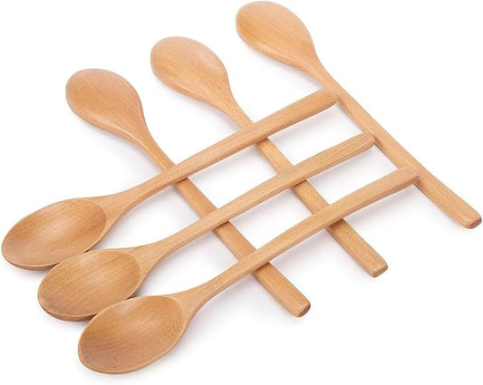 HAKSEN 6PCS Wooden Spoon Set, Oval Wooden Mixing Spoons Long Handle Spoons Nonstick Japanese Style Kitchen Utensils for Home Kitchen Cooking Stirring by HAKSEN