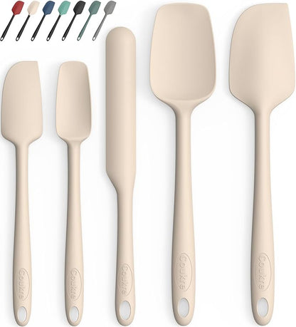 Coukre Silicone Spatula Set of 5,High Temperature Resistant, Food Grade Silicone, Dishwasher Safe, for Baking, Cooking (Pure Beige) by Coukre