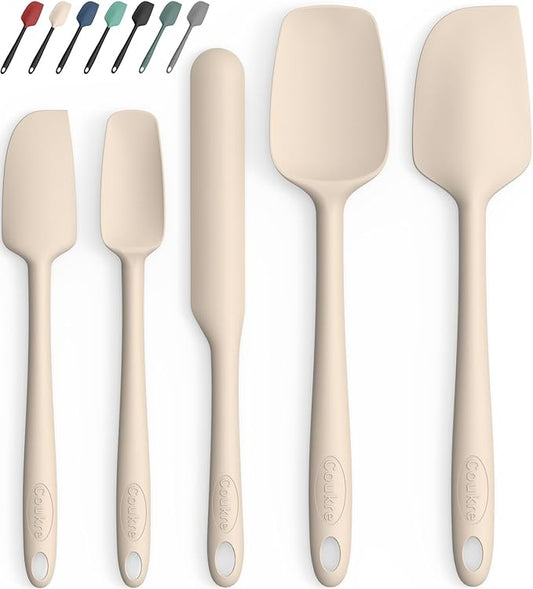 Coukre Silicone Spatula Set of 5,High Temperature Resistant, Food Grade Silicone, Dishwasher Safe, for Baking, Cooking (Pure Beige) by Coukre