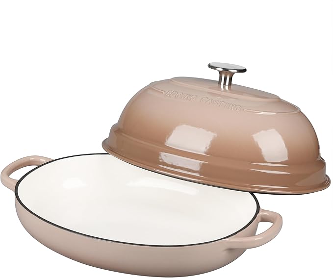 EDGING CASTING Enameled Oval Cast Iron Dutch Oven Pot with Lid, Bread Dutch Oven for Sourdough Bread Baking, Dutch Oven Bread, Bread Oven, 6QT, Mocha - Image 5