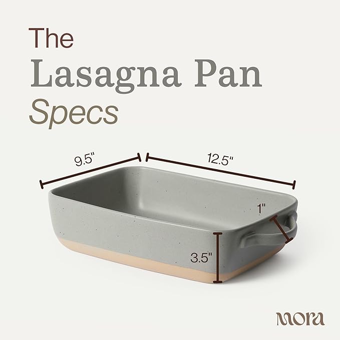 Mora Ceramic Baking Dish with Handles For Casserole, Lasagna, Gratin, Broiling, Roasting, and Baking. Large 9x13 in Pan, Extra Deep - Porcelain Serving Bakeware from Oven to Table. Freezer Safe - Peppercorn - Image 2