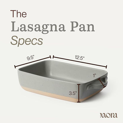 Mora Ceramic Baking Dish with Handles For Casserole, Lasagna, Gratin, Broiling, Roasting, and Baking. Large 9x13 in Pan, Extra Deep - Porcelain Serving Bakeware from Oven to Table. Freezer Safe - Peppercorn - Image 2
