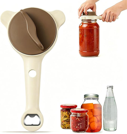 2026 New 4-in-1 Jar Opener, Adjustable Stainless Steel Opener for Jars, Bottles & Cans - Multifunctional Lid Remover for Seniors, Arthritis Sufferers, Ideal Kitchen Gadget (1PC)