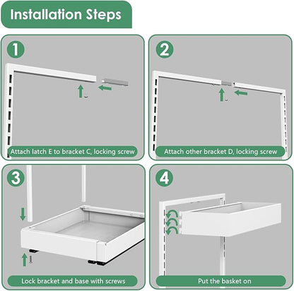 REALINN Under Sink Organizer Pull Out, L-Shaped 2 Tier Cabinet Organizer with Adjustable Width & 6-Level Height, Metal Under Sink Storage for Kitchen Sink, Bathroom Vanity, Laundry Cabinet, White