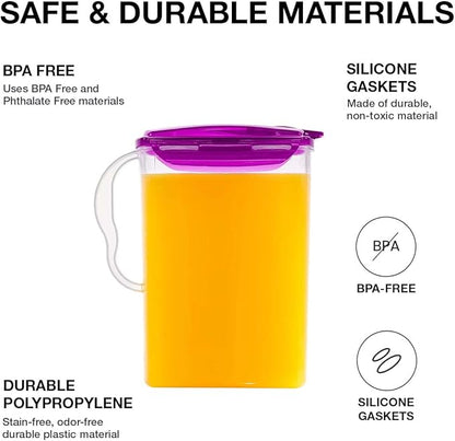 LocknLock Aqua Fridge Door Water Jug | Clear Pitcher | BPA Free Plastic Pitcher with Lid | 3 Quart Pitcher with Lid for Water, Juice, Tea & More Beverages, Purple - Image 6