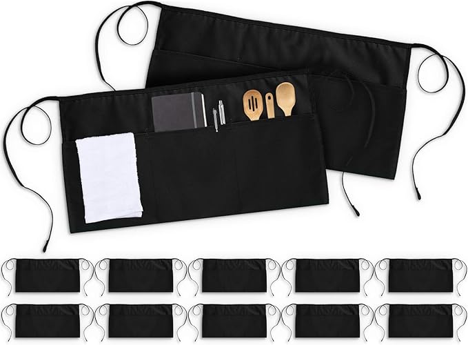 Utopia Wear 12 Pack Server Aprons with 3 Pockets, Waiter and Waitress Waist Aprons for Women with Pockets, Men Short Aprons - Image 5