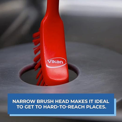 Vikan - Fine Dish Brush - Heavy-Duty, Narrow, Slip-Resistant Cleaning Brush, Polypropylene, Polyester Bristle, 11 Inch, Blue, (42873) - Image 5