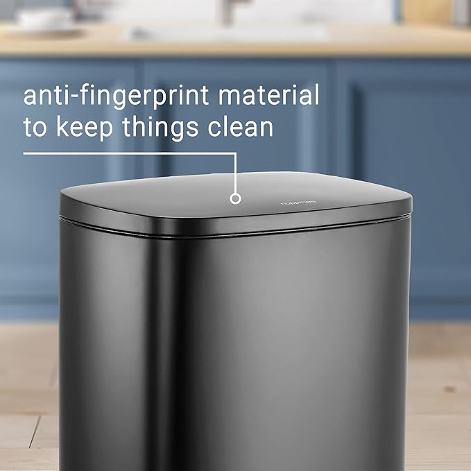 happimess HPM1006B Connor Rectangular 13-Gallon Trash Can with Soft-Close Lid and Free Mini Trash Can, Fingerprint Resistant, Modern, Minimalistic for Home, Kitchen, Office, Bathroom, Black - Image 9