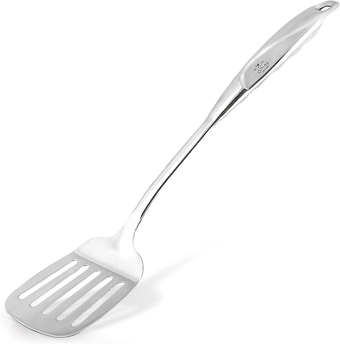 Zulay Kitchen Stainless Steel Slotted Turner - 14.8” Heat-Resistant Metal Spatula for Cooking, Frying & Grilling - Durable, Rust-Proof & Dishwasher Safe Kitchen Utensil for Everyday Use by ZulayKitchen