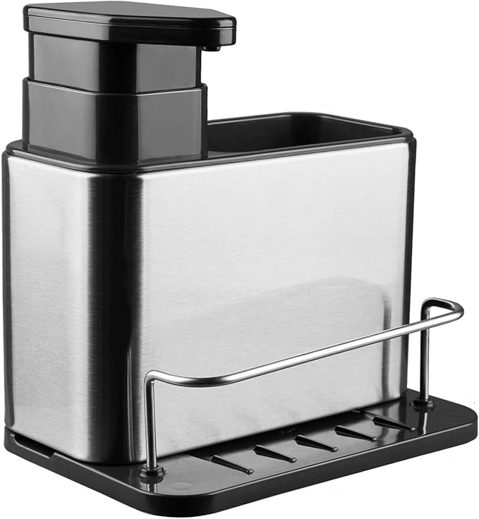 RedCall Soap Dispenser for Kitchen Sink, 3-in-1 Sponge Holder for Kitchen Sink Caddy, Stainless Steel Kitchen Sink Organizer Tray Drainer Rack, Rustproof Dish Soap Dispenser Brush Holder Countertop - Image 7