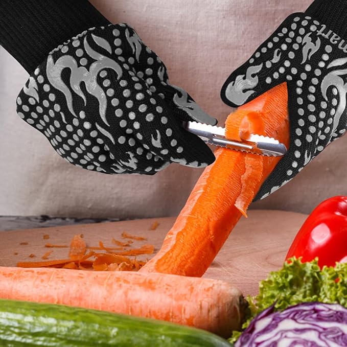 Comsmart BBQ Gloves, 1472 Degree F Heat Resistant Grilling Gloves Silicone Non-Slip Oven Gloves Long Kitchen Gloves for Barbecue, Cooking, Baking, Cutting(Gray) - Image 8