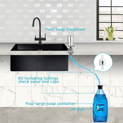 Soap Dispenser for Kitchen Sink, in Sink Soap Dispenser Pump, 47" Silicone Extension Tube Connect to The Soap Bottle Directly, Say Goodbye to Frequent Refills (Chrome) - Image 3
