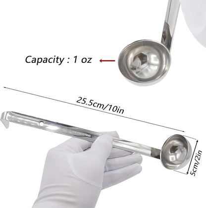 3 Pcs 1 oz Stainless Steel Soup Ladle Set, Long Handle Serving Spoons with Hooked Handles, Kitchen Cooking Utensils for Sauce Gravy Stew - Image 3