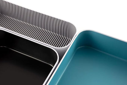 Three by Three Seattle 12 Piece Metal Organizer Tray Set for Storing Makeup, Stationery, Utensils, and More in Office Desk, Kitchen and Bathroom Drawers (2 Inch, Assorted Colors, Stripes) - Image 7
