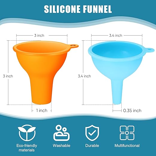 Silicone Funnels 4 Pieces Wide Mouth Funnel Small and Large Flexible Condiment Sauce Canning Set for Squeeze Bottles Jars Cans, Spice Filling Bottles Liquid Oil and Powder(Multi Color) - Image 2