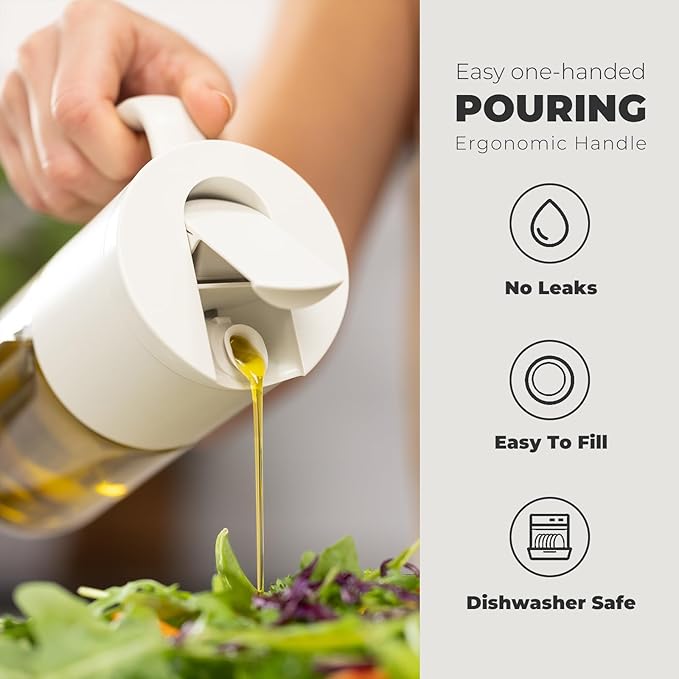 Zuutii Olive Oil Dispenser Bottle 18.6oz – Auto Flip Glass Vinegar Bottle with No-Drip Spout for Kitchen Cooking, Oil and Sauce Dispenser, Light Cream - Image 3