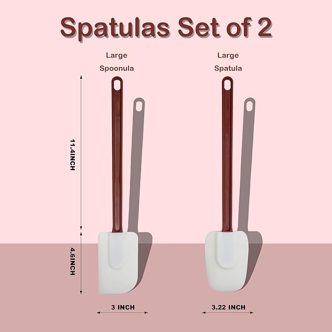 16.5 INCH Silicone Spatulas Heat Resistant Heavy Duty Rubber Spatulas Commercial Spatulas Set for Kitchen Use Silicone Cooking Utensils Sets of 2 - Image 2