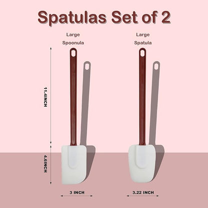 16.5 INCH Silicone Spatulas Heat Resistant Heavy Duty Rubber Spatulas Commercial Spatulas Set for Kitchen Use Silicone Cooking Utensils Sets of 2 - Image 2