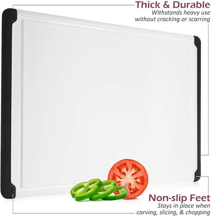 Extra Large Plastic Cutting Board for Kitchen - 18 Inch Dishwasher Safe Cutting Board, Reversible Chopping Board with Juice Groove + Non Slip Feet for Meat, Fruit, Vegetables, Meal Prep by Belwares - Image 6
