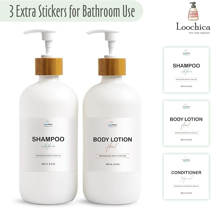 LOOCHICA 2 Pack White Glass Soap Dispenser Set for Kitchen Sink, Hand and Dish Soap, Matte White Finish, Rustic Decor - Image 5