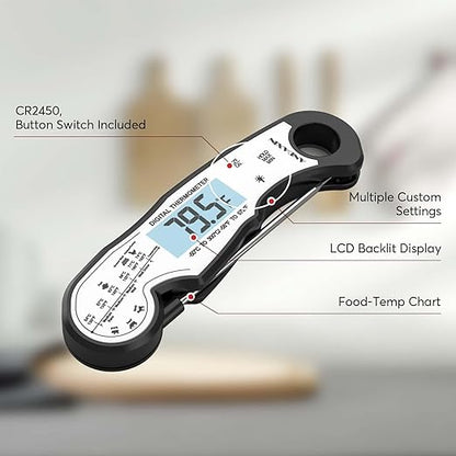 Digital Instant Read Meat Thermometer Digital for Grilling and Cooking - ANDAXIN Waterproof Ultra-Fast Thermometer with Backlight&Calibration&Foldable Probe for Kitchen,Deep Fry,BBQ,Grill-Black/White - Image 5