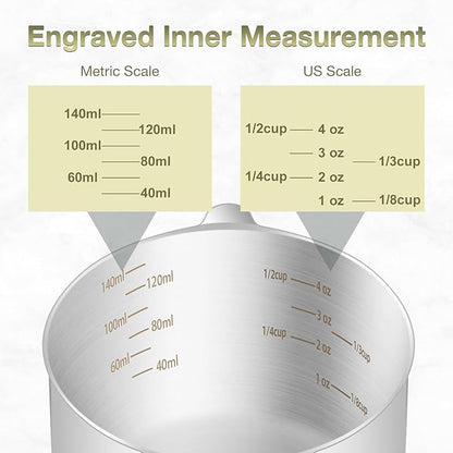 1PCS 2/3Cup (160ml, 5.3oz) Single Measuring Cup, Etched Inner Scale Stainless Steel Measure Scoop, Metric and US Measurement, Dishwasher Safe - Image 3