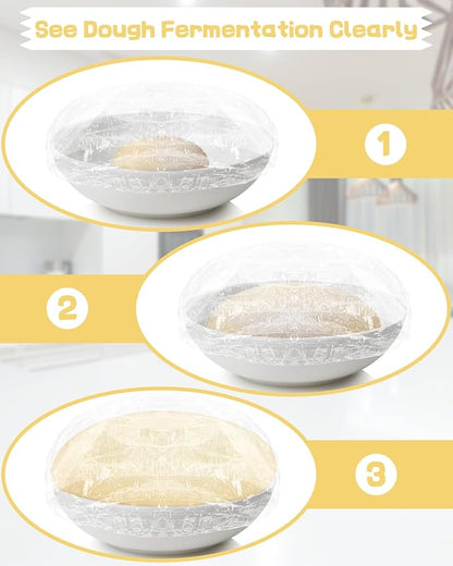 Plastic Bowl Covers for Sourdough Bread Proofing Large Disposable Elastic Food Wraps Fits 12-inch Bowls, Shower Caps for Banneton Bread Proofing Basket Plastic Food Wrap Can Covers 100 Pcs - Image 2