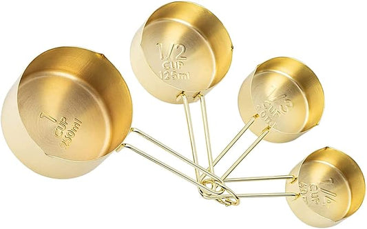 4pcs Stainless Steel Measuring Cups Set Kitchen Accessories Baking Tea Coffee Measuring Tools (gold-4pcs)