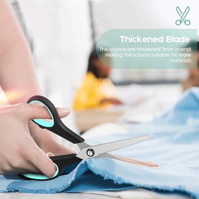 iBayam 3-Pack 8" Heavy Duty Scissors with Ultra Sharp Blades and Comfort Grip Handles - For Office, Home, School, Sewing, and Crafts - Image 7