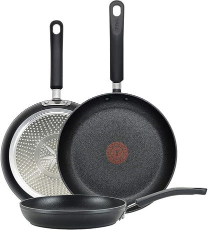 T-Fal Experience Non Stick Fry Pan Set 3 Piece, 8, 10.25, 12 Inch Induction Oven Broiler Safe 400F, Cookware, Kitchen Cooking Set, Pots and Pans, Skillets, Frying Pans, Dining, Dishwasher Safe, Black by T-falbrand