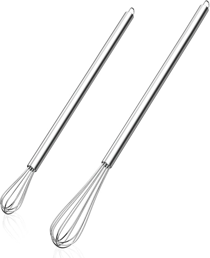 NileHome Mini Whisks Stainless Steel Whisk Set 9" 11"Kitchen Small Wisk Balloon Wire Tiny Whisks for Cooking, Whisking, Blending, Beating, Stirring 2 Pack by NileHome