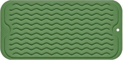 Silicone Dish Drying Mat for Multiple Usage, Easy clean, Eco-friendly, Heat-resistant Dish Drainer Mat for Kitchen Counter,Sink,Refrigerator or Drawer liner (12" x 6", Dark Green) by MODENGKONGJIAN