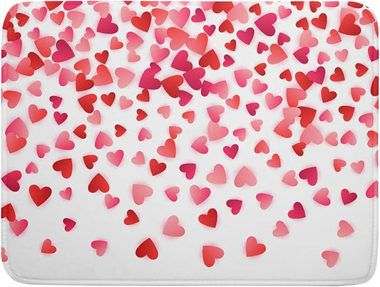 Valentine's Day Dish Drying Mat for Kitchen Counter Hearts Holiday Microfiber Absorbent Dish Draining Reusable Washable Foldable Extra Large 18"x24" by Unknown