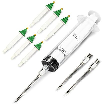 CloudHand Meat Turkey Pop Up Timer & Flavor Injector Set, Turkey Thermometer Disposable Chicken Beef Cooking Meat Thermometers & Timers, Pops at 175°F–180°F Pack of 6