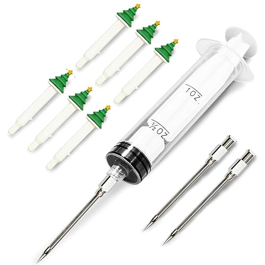 CloudHand Meat Turkey Pop Up Timer & Flavor Injector Set, Turkey Thermometer Disposable Chicken Beef Cooking Meat Thermometers & Timers, Pops at 175°F–180°F Pack of 6